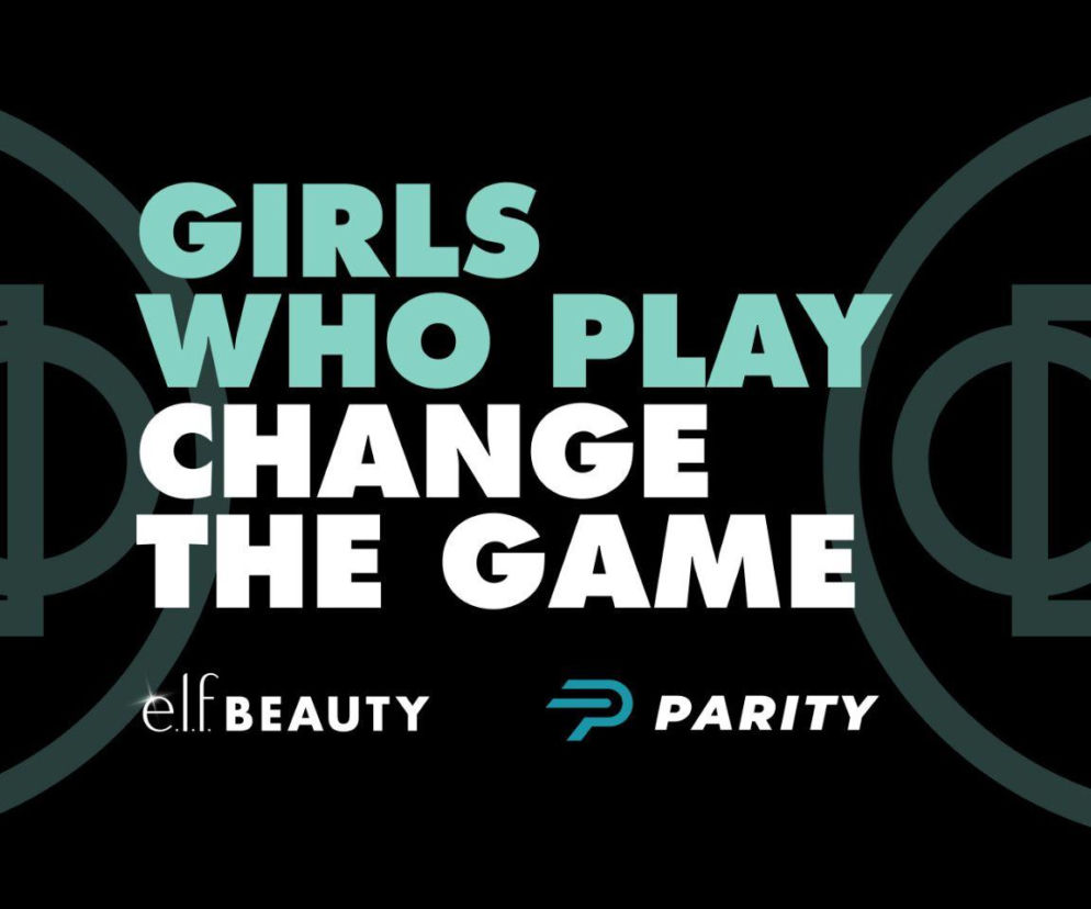 Grafika z napisem Girls Who Play Change The Game oraz logotypy e.l.f. Beauty i Parity. O raporcie przeczytasz w Eska.