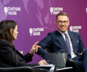 Prezydent Finlandii Alexander Stubb w Chatham House.