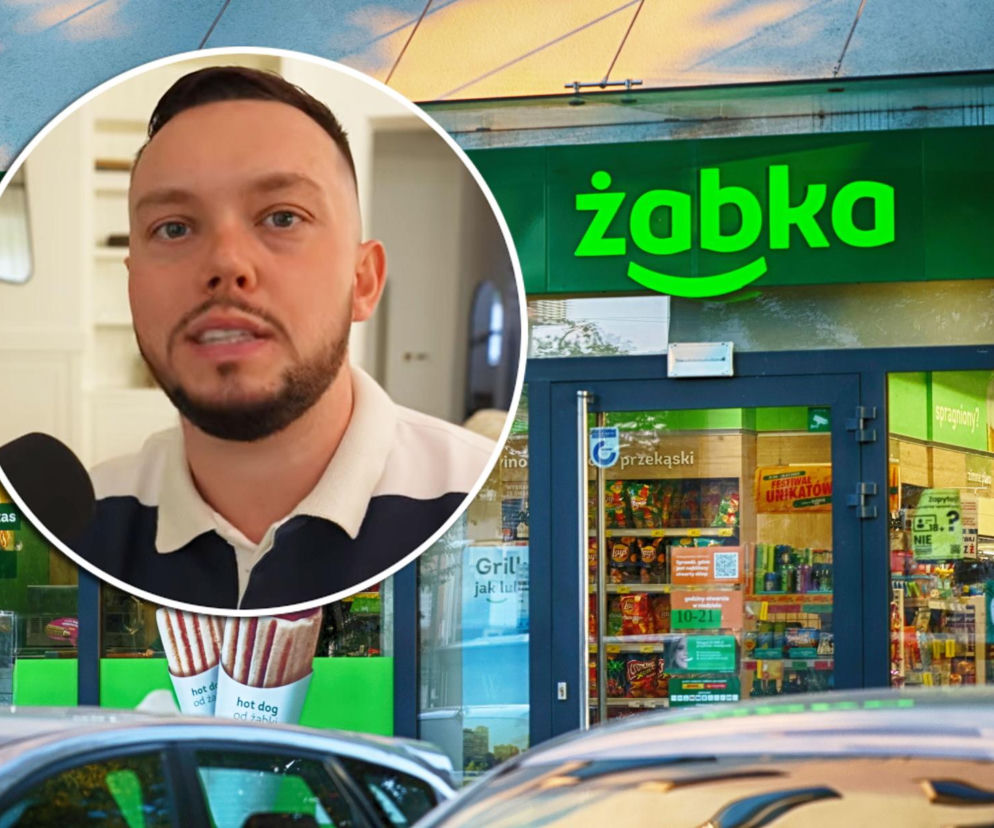 Wejście do sklepu Żabka. Na miniaturze youtuber Książulo. O kontrowersjach wokół jego pizzy przeczytasz na SE Superbiz.