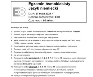 Egzamin ósmoklasisty 2021: niemiecki. Arkusze CKE [27.05.2021]