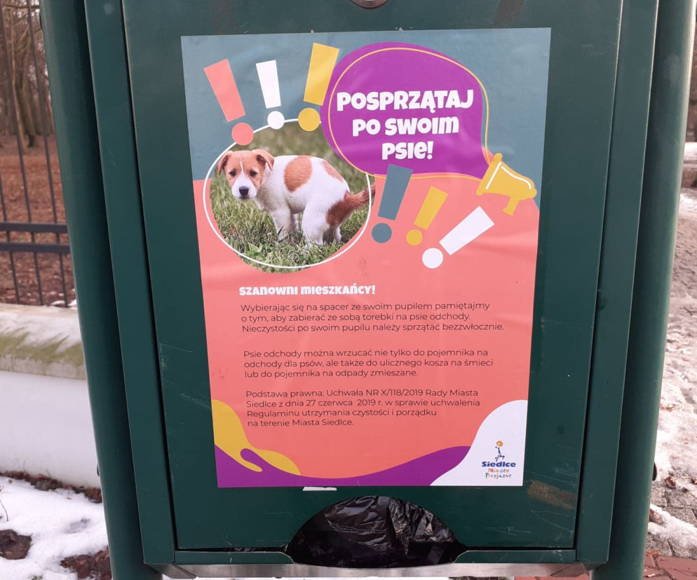 Na Psich Pakietach urzędnicy magistratu rozwiesili plakaty, przypominające o konieczności sprzątania po zwierzakach