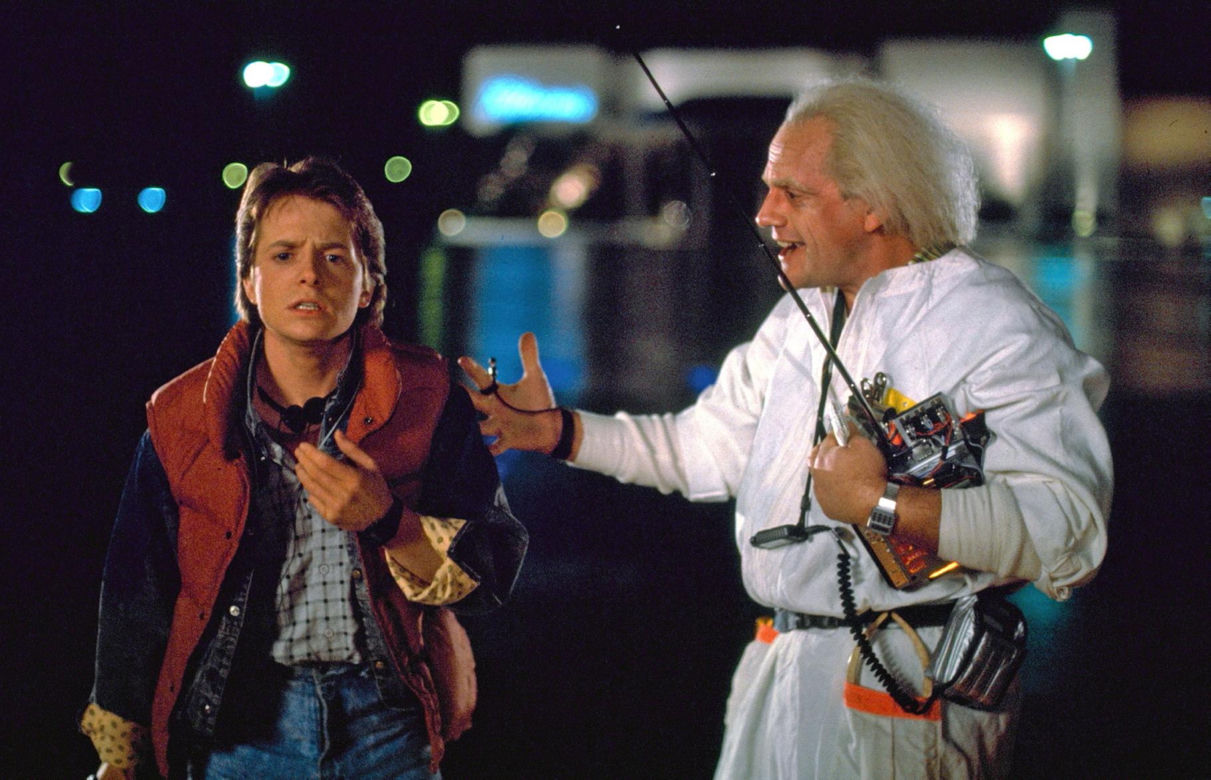 Michael J. Fox i Christopher Lloyd. "Powrót do przyszłości"/"Back to the Future", komedia SF, USA 1985, reż. Robert Zemeckis