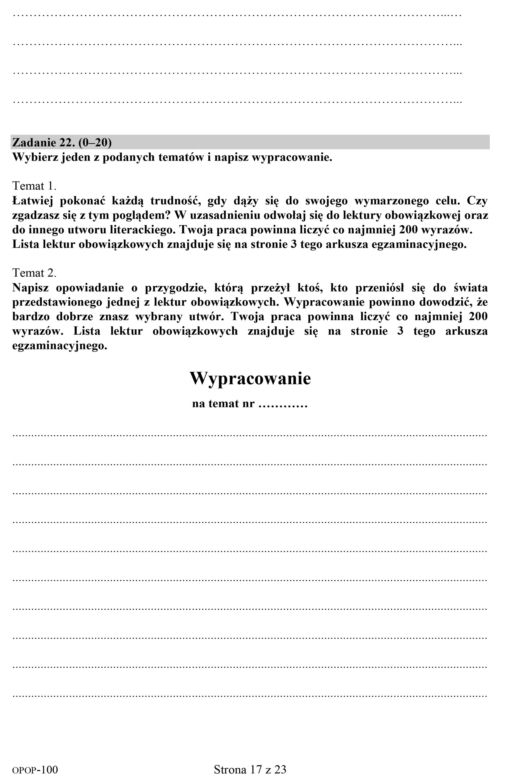 str.17 Próbny egzamin ósmoklasisty 2020. Arkusz z języka polskiego