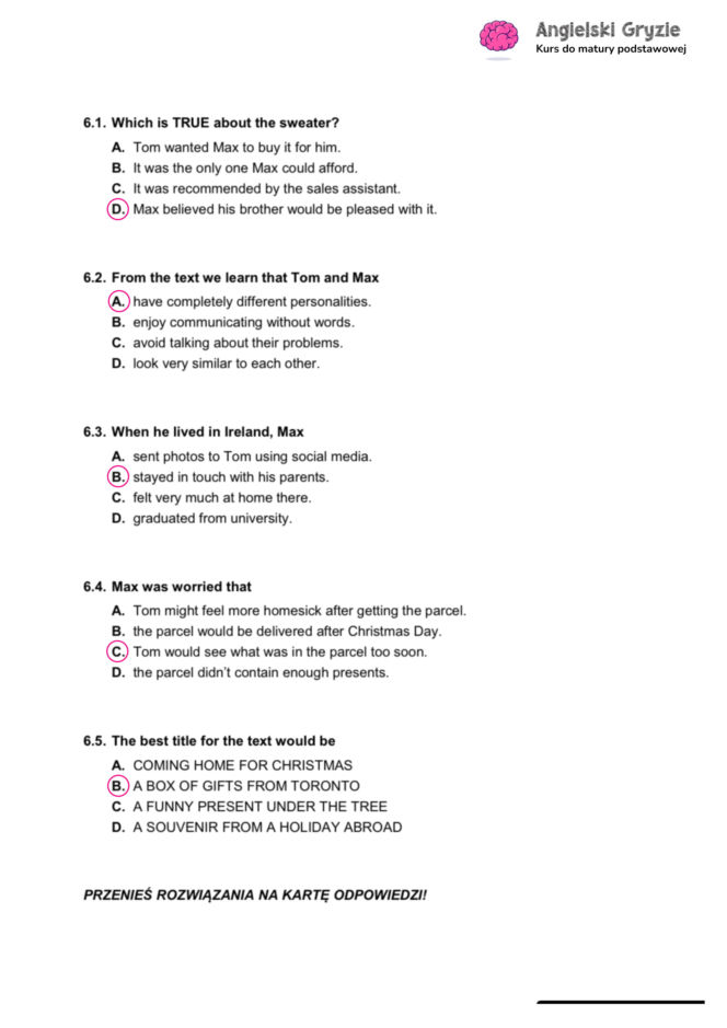Matura próbna angielski 2026 - odpowiedzi do arkusza CKE