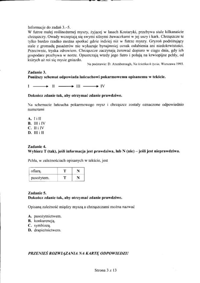 Egzamin gimnazjalny 2012 - CZĘŚĆ PRZYRODNICZA: GEOGRAFIA, FIZYKA, CHEMIA, BIOLOGIA 25.04.2012 - ROZWIĄZANIA, ODPOWIEDZI, ARKUSZE. Test gimnazjalny 2012