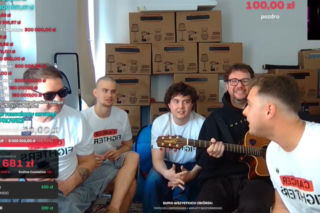 Tomasz Karolak, Adam Zdrójkowski i Mateusz Pawłowski na streamie Łatwoganga