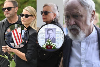 Niesamowite sceny na pogrzebie Jana Frycza! Nagle pojawiła się monstrualna flaga. Wielkie gwiazdy patrzyły z przejęciem