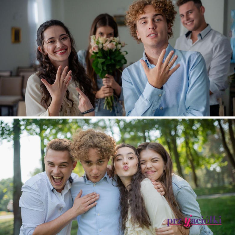 Przyjaciółki 22 sezon odc. 263: Staś (Antoni Borowski), Nur (Patrycja Franczak), Hania (Maja Szopa), Patryk (Adam Zdrójkowski)