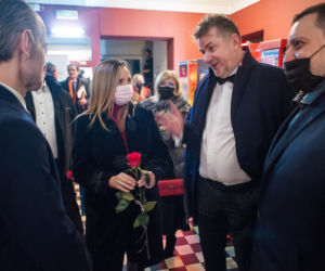 Jacek Kurski z żoną Joanną na premierze filmu „Marusarz. Tatrzański Orzeł”