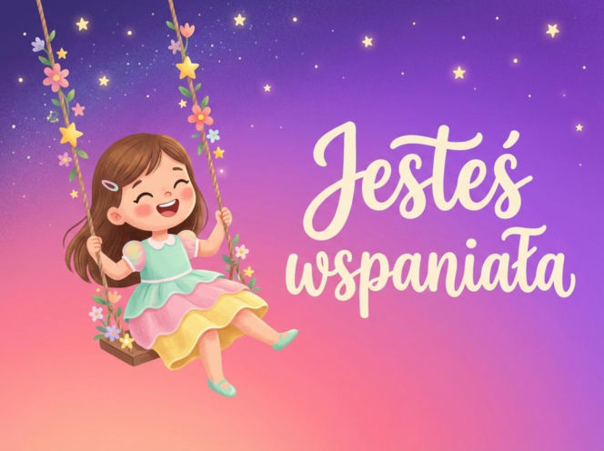 Dziewczynka na huśtawce na Dzień Kobiet