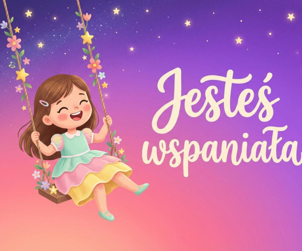 Dziewczynka na huśtawce na Dzień Kobiet