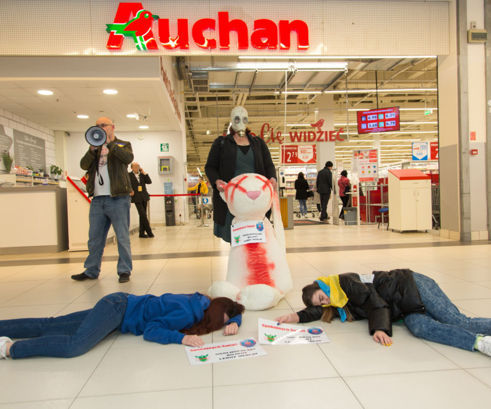 Protest przed Auchan