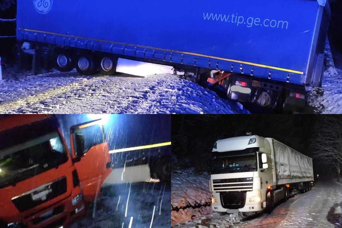 Na drogach powiatu braniewskiego znowu ślisko. Nawet ciężarówki nie dają rady