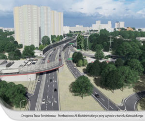 Katowice: Miasto chce przebudować Aleję Roździeńskiego tuż przy wylocie z tunelu. Powstanie nowa estakada [WIZUALIZACJE]