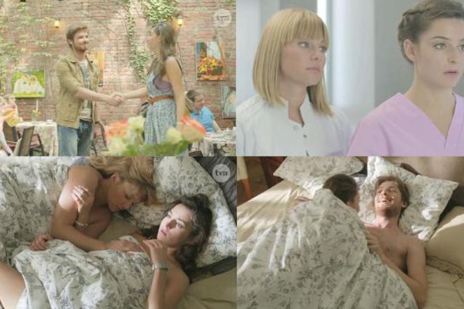 LEKARZE 2 sezon. Beata (Agnieszka Więdłocha), Jacek (Kamil Kula), Sylwia (Katarzyna Bujakiewicz)