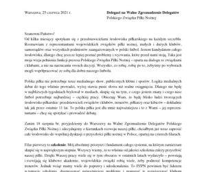 List Cezarego Kuleszy do delegatów PZPN