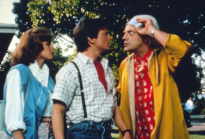 Michael J. Fox i Christopher Lloyd. "Powrót do przyszłości"/"Back to the Future", komedia SF, USA 1985, reż. Robert Zemeckis