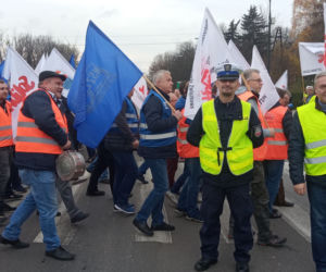 Protest hutników w Krakowie