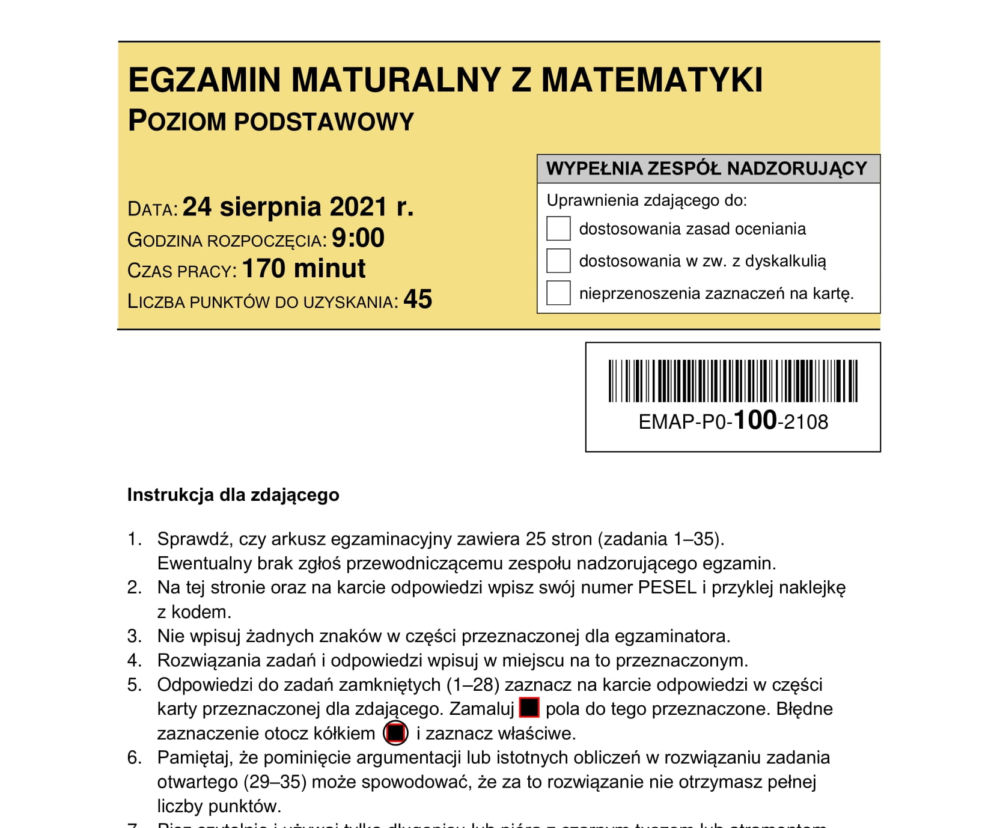  Matura poprawkowa 2021, matematyka. Odpowiedzi, pytania, arkusze CKE [24.08.2021]