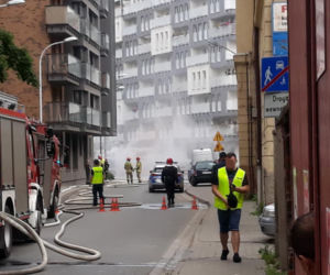 Pożar w centrum Wrocławia. Koparka uszkodziła gazociąg