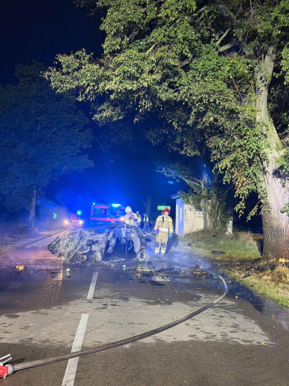 Tragedia w powiecie łukowskim, kierowca zginął w płomieniach