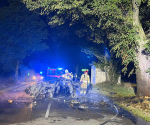 Tragedia w powiecie łukowskim, kierowca zginął w płomieniach