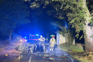 Tragedia w powiecie łukowskim, kierowca zginął w płomieniach