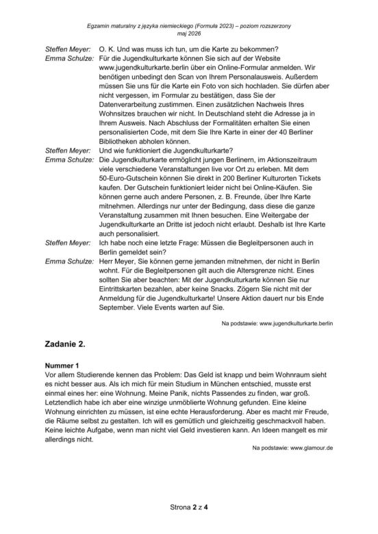 Matura 2026 NIEMIECKI rozszerzony: Arkusze CKE i odpowiedzi - sprawdź, czy zdałeś! 12.05.2026