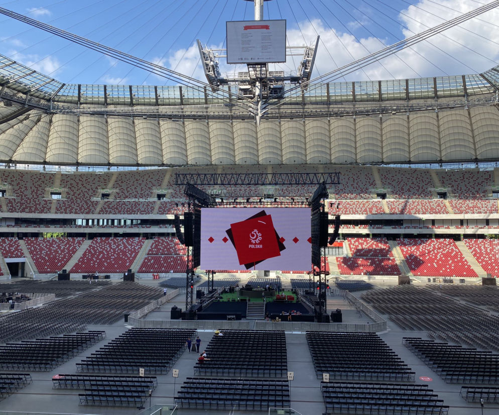Piłka nożna, Euro 2020, Stadion Narodowy, Polska - Hiszpania, telebim, strefa kibica