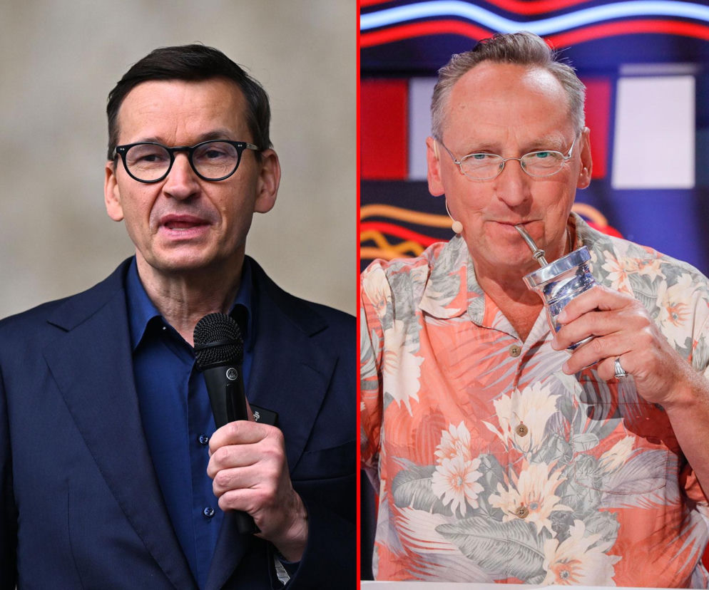 Mateusz Morawiecki z mikrofonem i Wojciech Cejrowski pijący yerba mate. O ich sporze przeczytasz na SE Polityka.