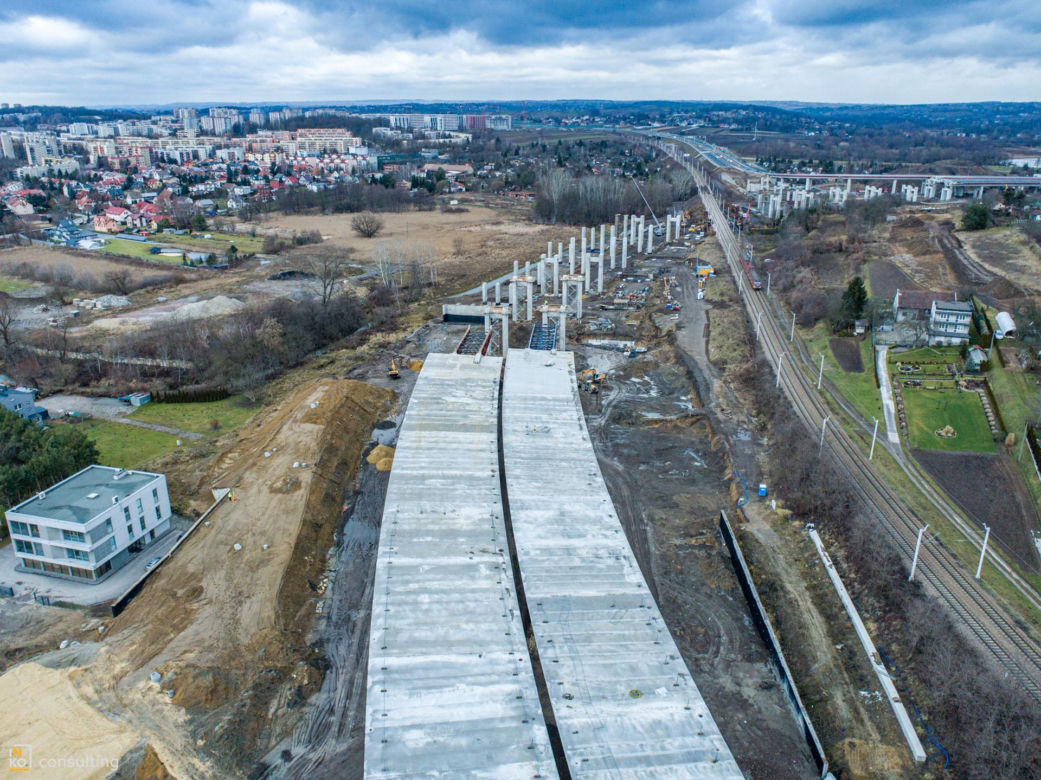 Tak powstaje węzeł Mistrzejowice w Krakowie, brakująca część S7