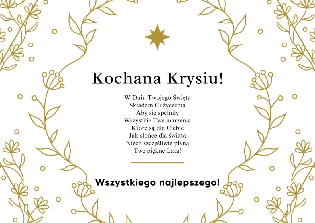 Życzenia imieninowe dla Krystyny. Piękne i gustowne kartki do wysłania 13 marca