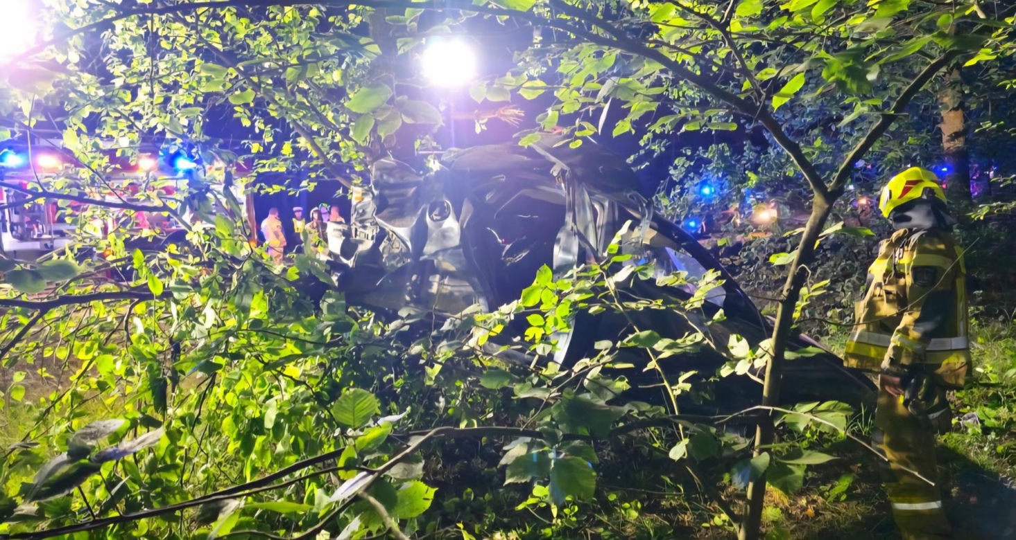 Kierowca seata nie żyje. Auto roztrzaskało się na drzewie. Tragiczny wypadek na DK 65
