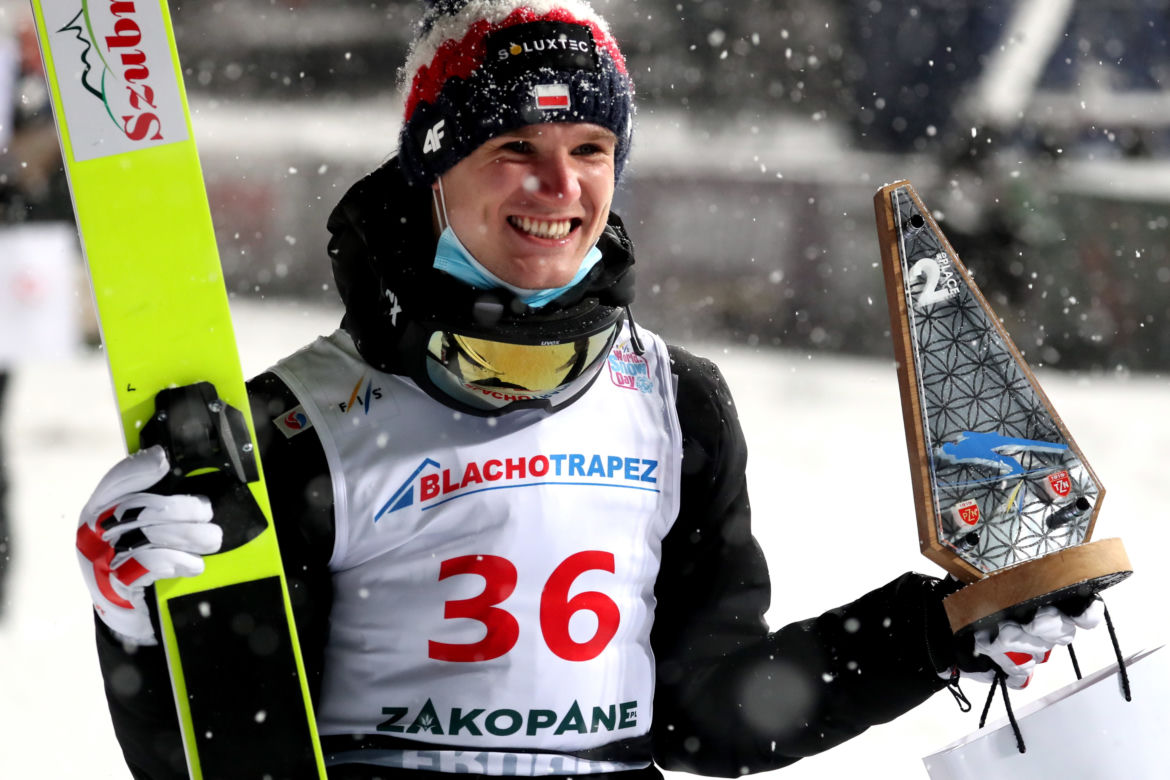 Skoki narciarskie w Zakopanem 13.02.2021. Andrzej Stękała na podium! 