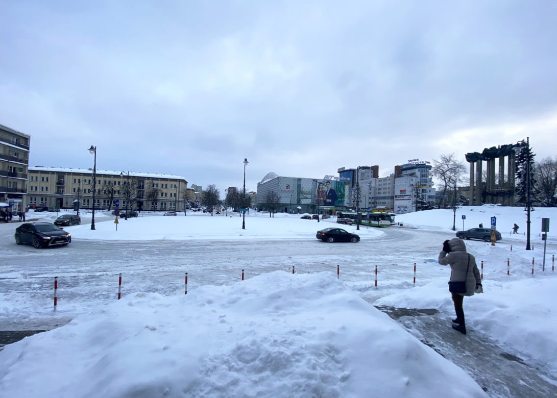 Centrum Białegostoku pod śniegiem
