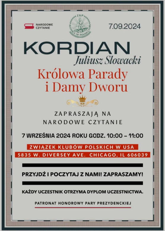 Narodowe czytanie w Chicago 2024