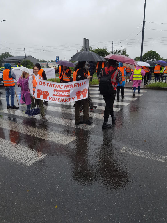 Protest Kolejarzy w Dąbrowie Górniczej