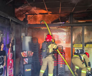 Spłonęła Biedronka w Polkowicach