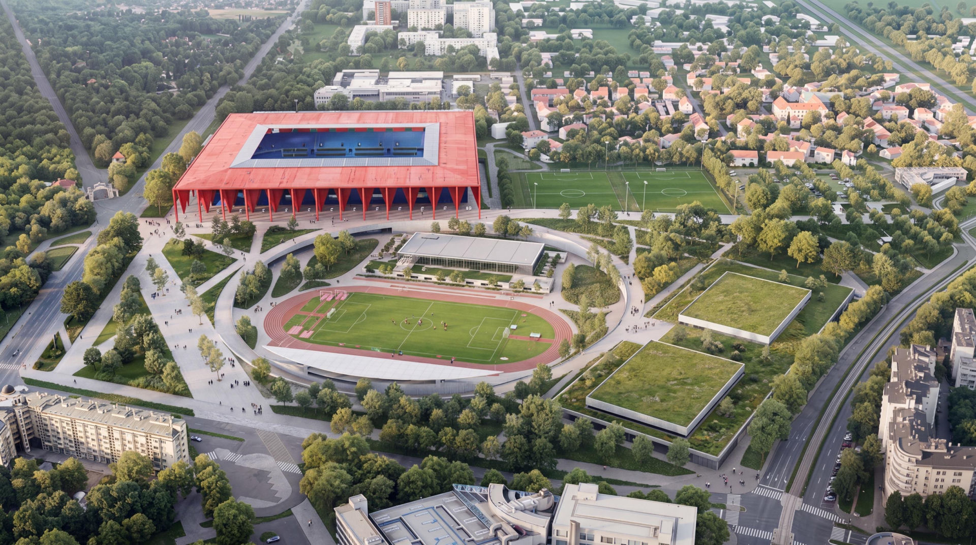 Konkursowa propozycja stadionu Dinama Zagrzeb autorstwa pracowni P2PA i LAN