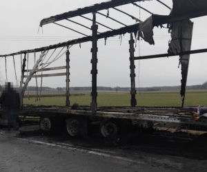 Nocny pożar ciężarówki pod Żyrzynem