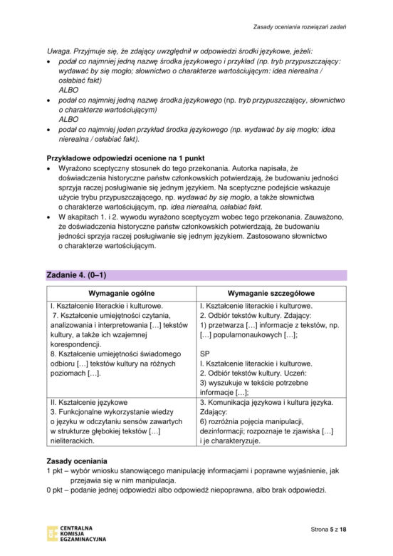 Matura próbna polski odpowiedzi CKE