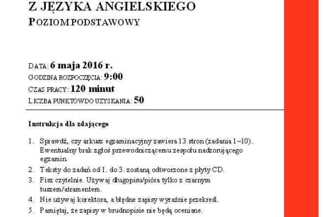 Matura 2016 język angielski