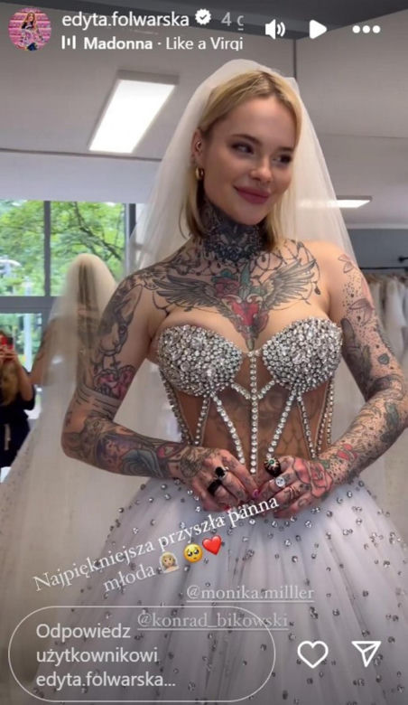 Monika Miller w sukni ślubnej