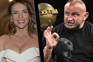 Prawie goła Edyta Herbuś wskoczyła na Mariusza Pudzianowskiego i macała jego mięśnie! Mina siłacza mówiła wszystko!