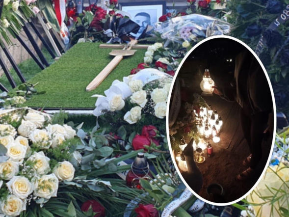 Zaskakujące sceny przy grobie Łukasza Litewki. Było już ciemno, gdy do tego doszło
