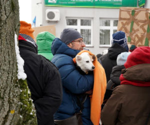 Schronisko dla psów w Sobolewie zamknięte. Jeszcze w sobotę, 24 stycznia, protestowali pod nim mieszkańcy [ZDJĘCIA].
