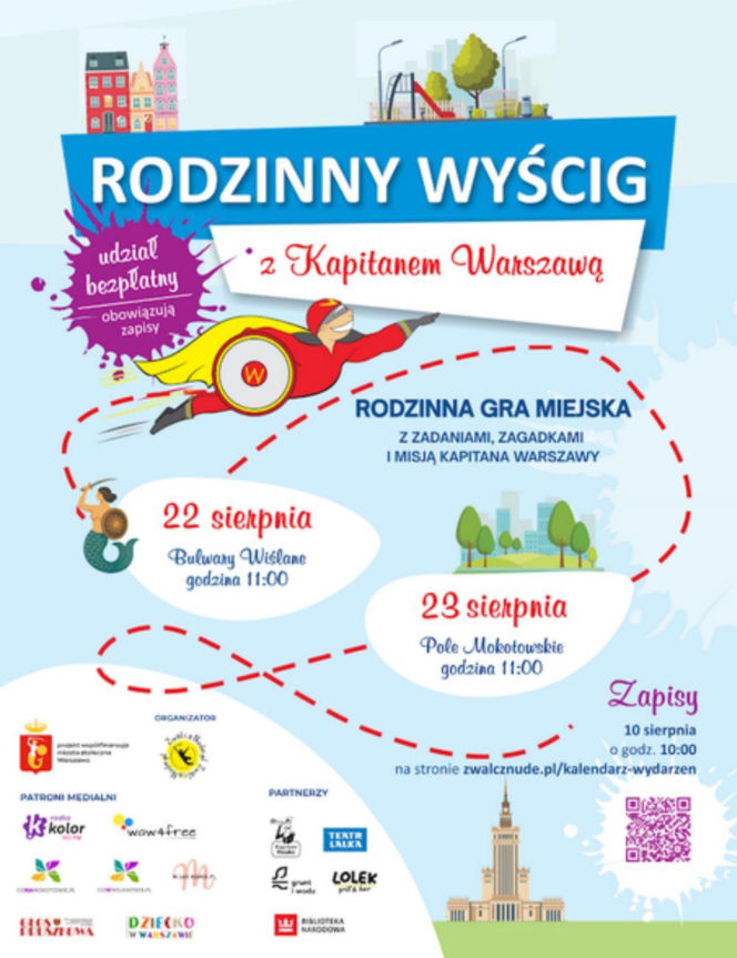 Kapitan Warszawa poszukuje nowych bohaterów! Rodzinne gry miejskie na Bulwarach Wiślanych i Polu Mokotowskim