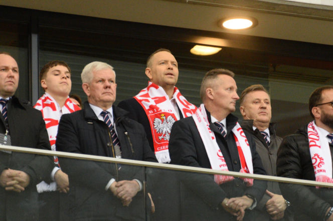 Karol Nawrocki i Przemysław Czarnek na mecze Polska - Albania