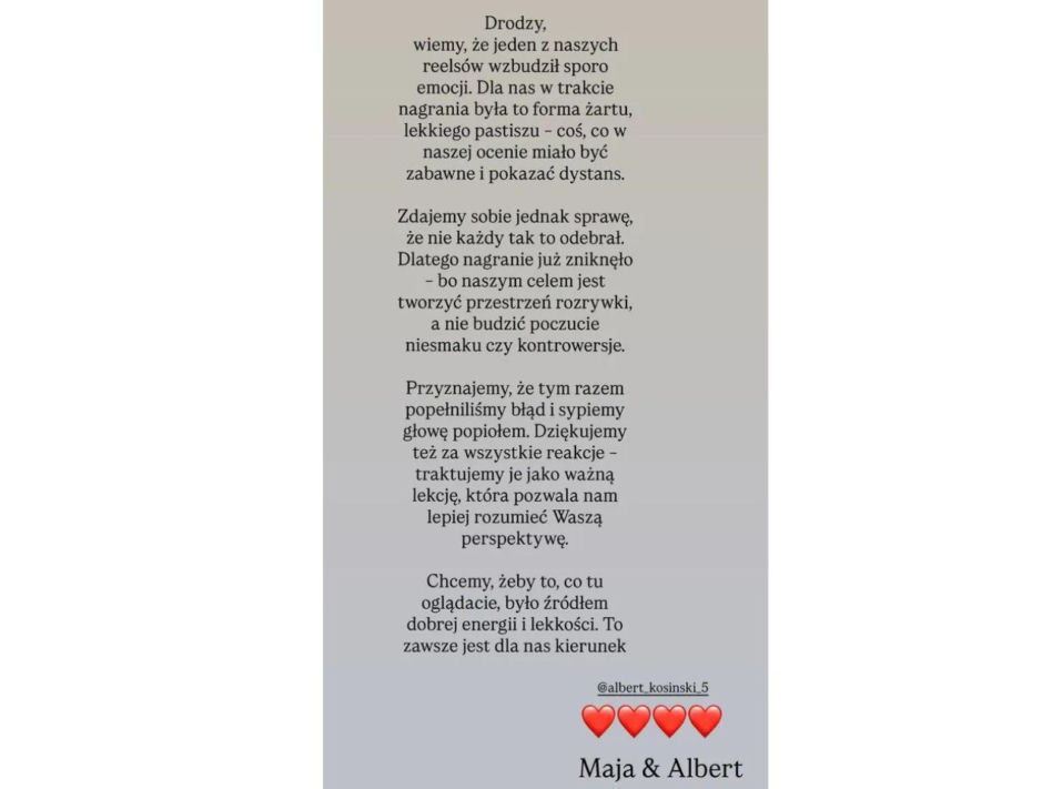 Oświadczenie Mai Bohosiewicz