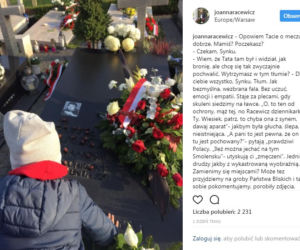 OBRZYDLIWY atak na Racewicz i jej syna nad grobem męża